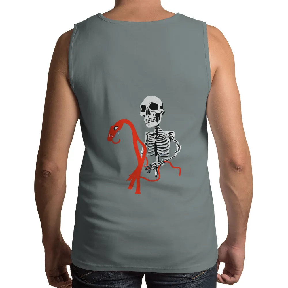 Graphic Tees: Skeleton & Flamingo - Macabre Whimsy| contrasting colors