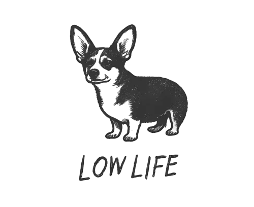 Tee Shirts Printed: Corgi LOW LIFE - Funny & Vintage Design