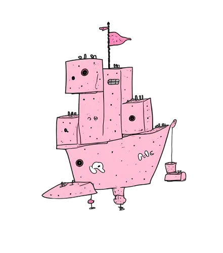 Tee Shirt Printing: The Dream Voyager - Whimsical Pink Ship Adventure