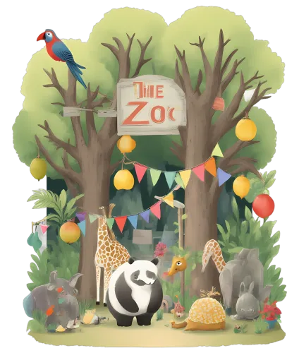 Graphic Tees: Whimsical Zoo Adventure - Animals, Nature, Joy