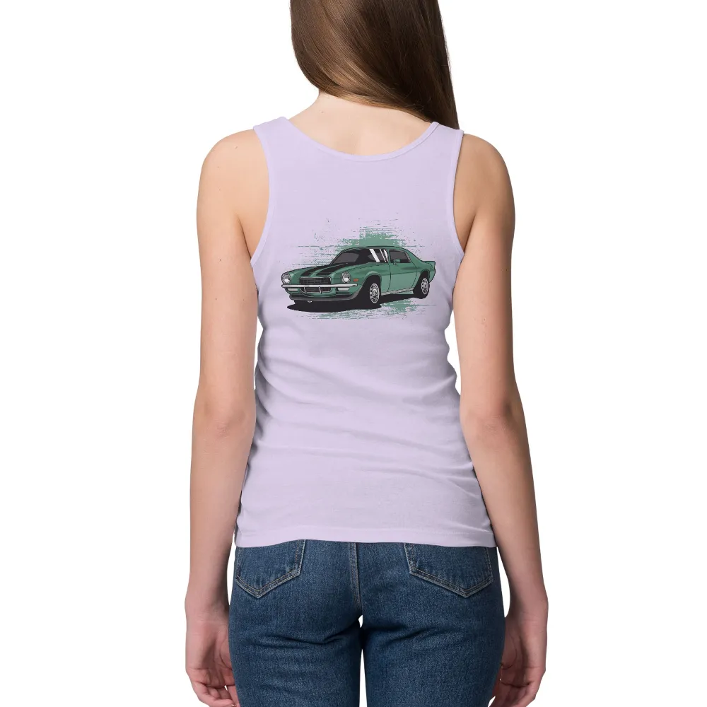 T-Shirts Pattern: Vintage Green Camaro Speed|70s retro button up shirt