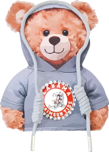 TShirt Design: Teddy Bear Sports Fan in Alabama Crimson Tide Hoodie