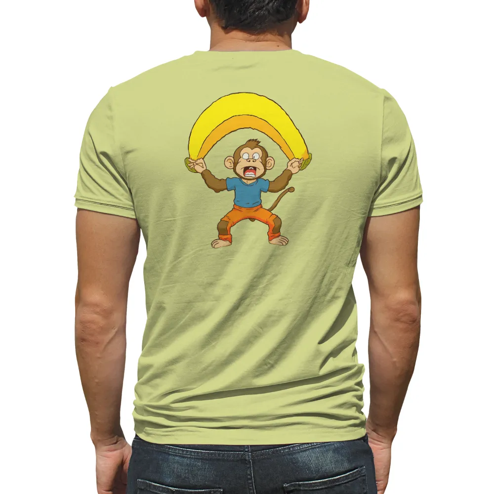 T-Shirts Design: Whimsical Monkey with Giant Bananas|shirts design 2022