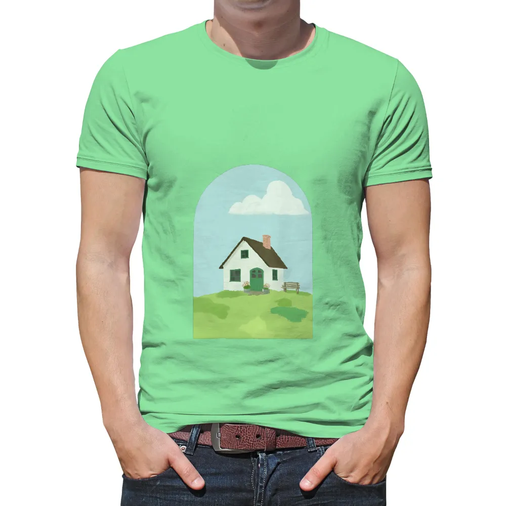 TShirt Design: Serene Cottage in Nature|chicken cottage t shirt