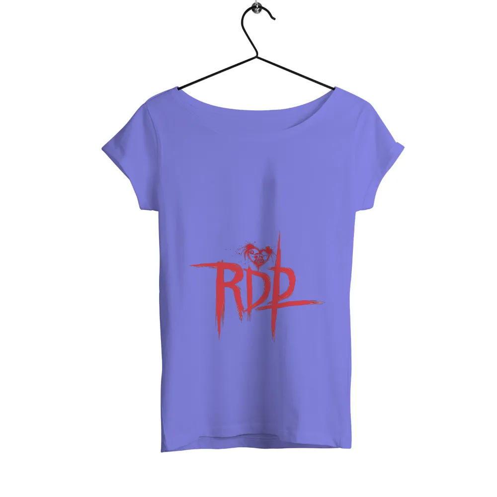 Tee Shirts Printed: RDP Artistic Design with Heart and Skull| Vibrant red color