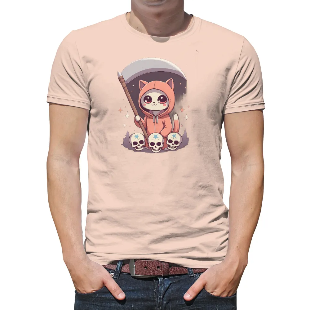 TShirt Design: Luna the Guardian Cat with Scythe and Skulls|roblox cute t shirt