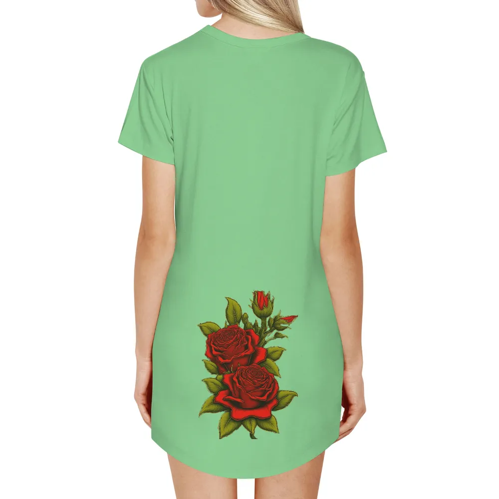 Tee Shirt Printing: Red Roses - Symbols of Love and Passion|Vibrant red roses with intricate petals