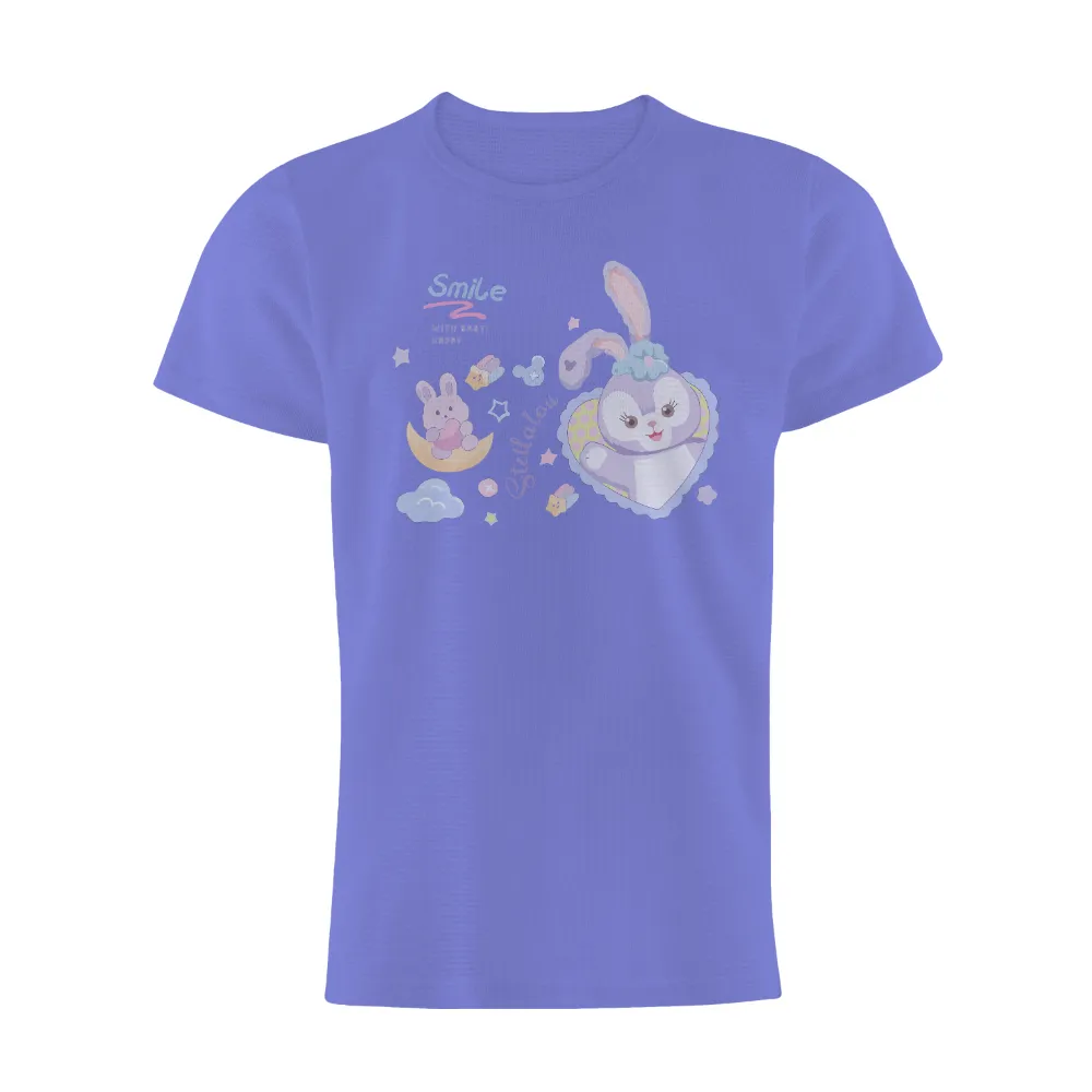 TShirt Printing: Smile with Bobbi & Bobby - Whimsical Bunny Design|casual vintage sun moon t shirt