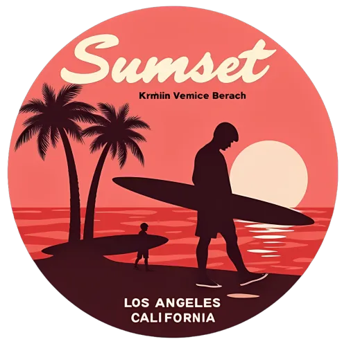 Custom T-Shirt Printing: Father and Son Surfing at Sunset | Venice Beach