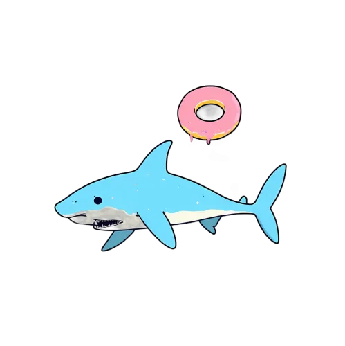 T-Shirts Custom: Shark Donut Fun - Whimsical Ocean Humor