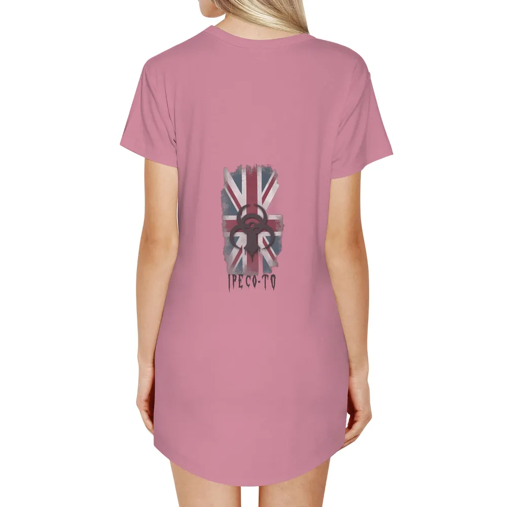 T-Shirts Pattern: Distressed Union Jack with Biohazard Symbol| dark drip effect