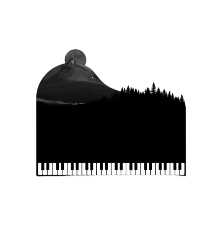 Graphic Tees: Piano Keys Under the Moon - Artistic Harmony