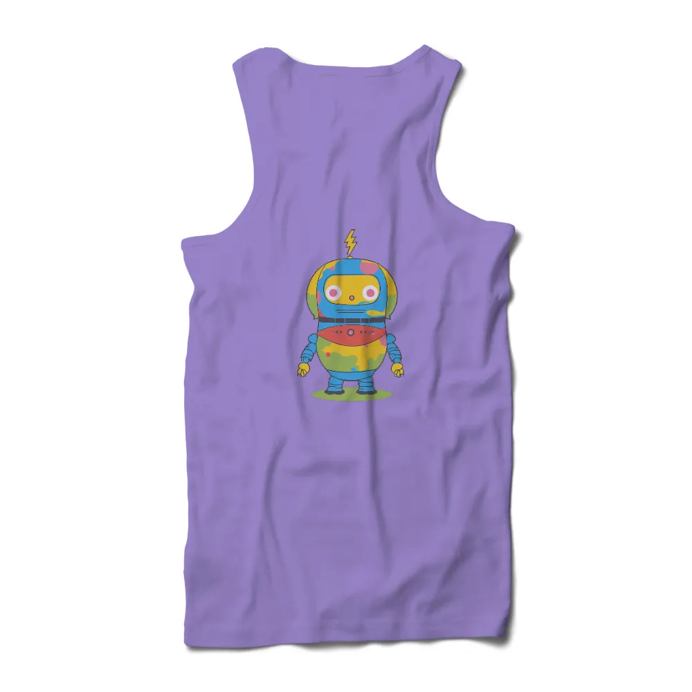 Custom Retro Robot Design with Vibrant Colors and Lightning Bolt|roblox t shirt robot