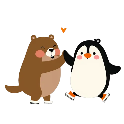 T-Shirts Pattern: Unlikely Friends - Bear and Penguin