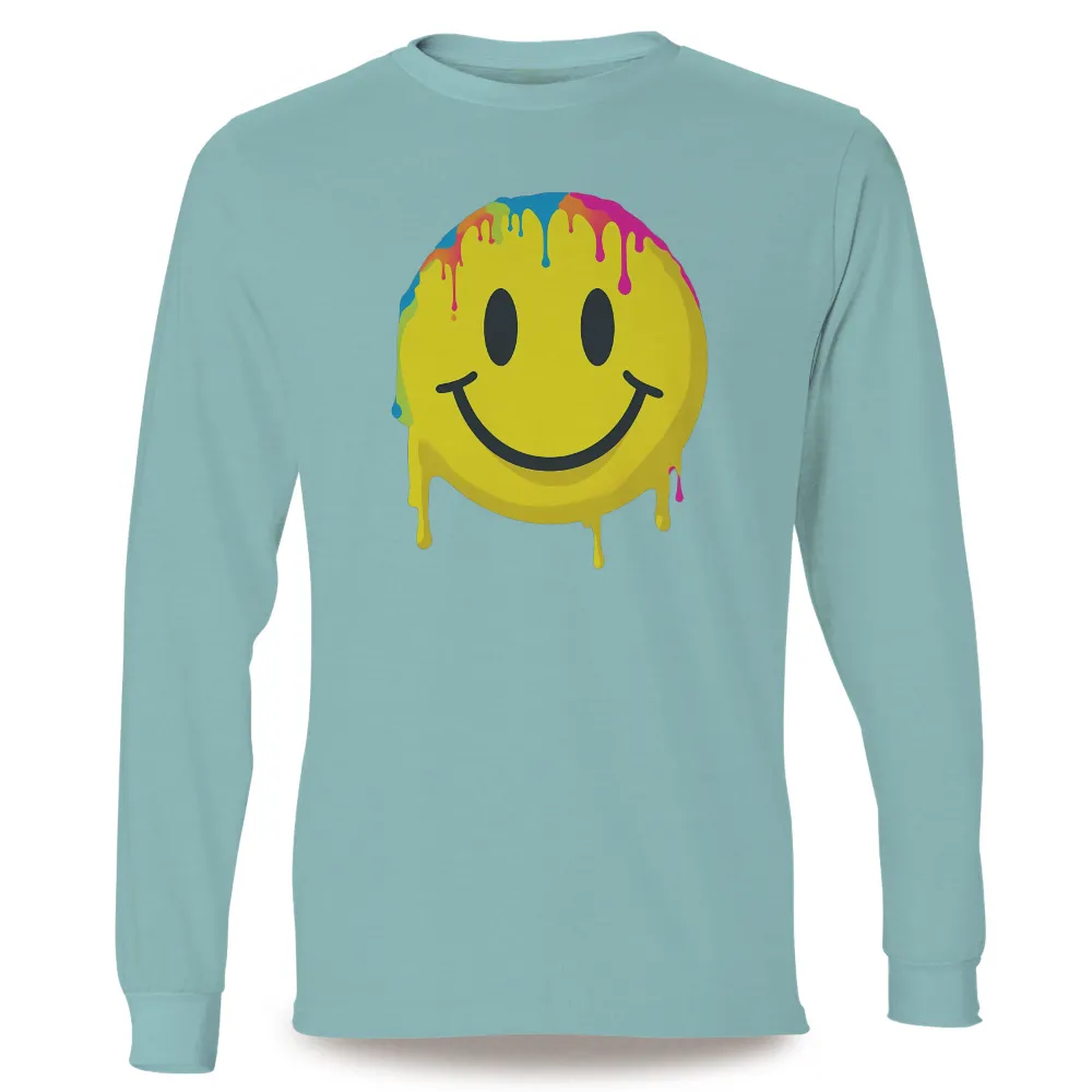 Vibrant Smiley Face with Colorful Drip Effect: A Pop Culture Icon|smiley face valentine shirt