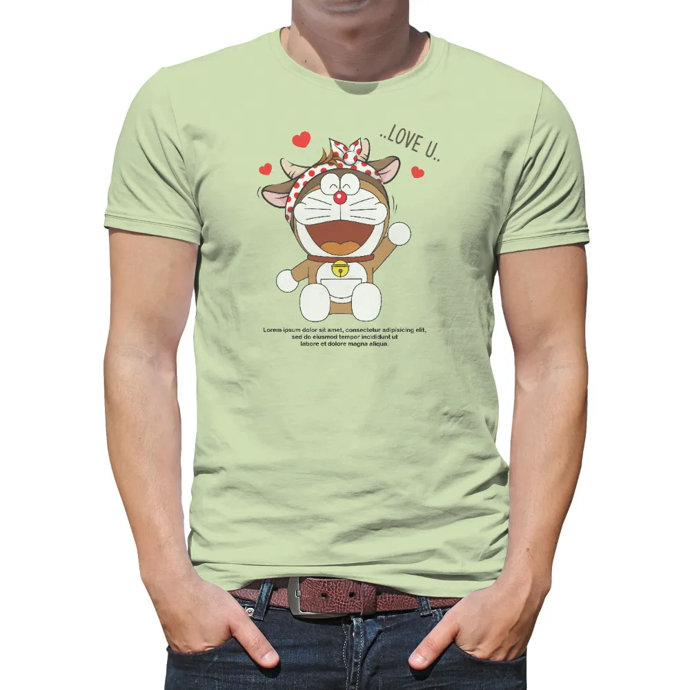 Customized Tee Shirts: Express Your Love with Doraemon's Heartfelt Design|cute women's 4th of july shirts