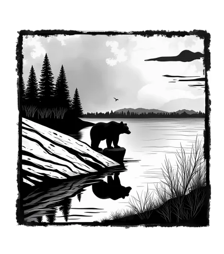 TShirt Design: Bear Reflection in Nature