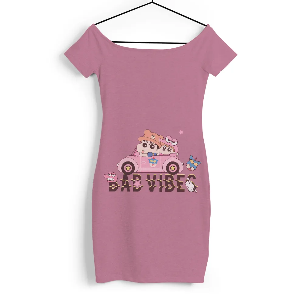 T-Shirt Printing: Quirky Friends Adventure - BAD VIBES|black cartoon friends shirt