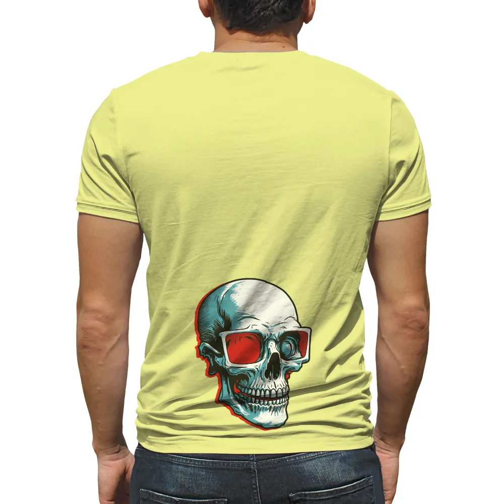 T-Shirts Design: Retro Skull with 3D Glasses - Vintage & Cyberpunk Fusion|rebel movie black t shirt