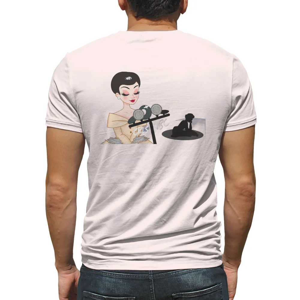 T-Shirts Design: Vintage Hollywood Glamour with NBC Logo| dark noir-like background