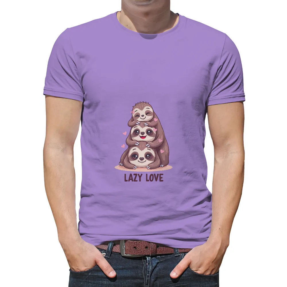 T-Shirts Custom: Lazy Love - Cute Sloths Hugging|4th of july family matching shirts