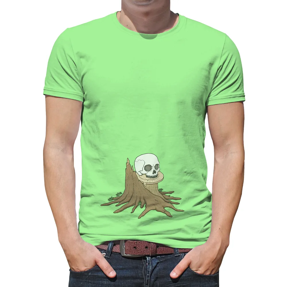 Shirts Graphic Tees: Skull on Tree Stump - Artistic Design|roblox skull shirt