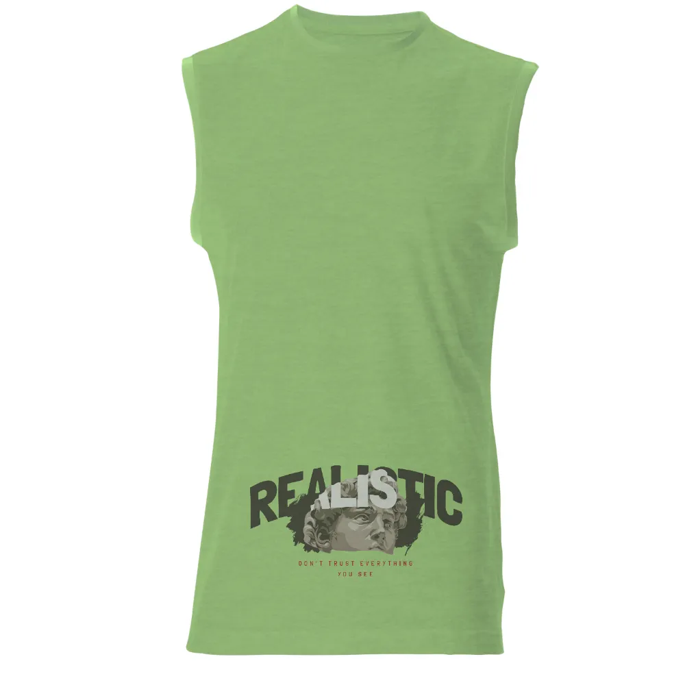 TShirt Design: REALISTIC - Questioning Reality|typography t shirt design