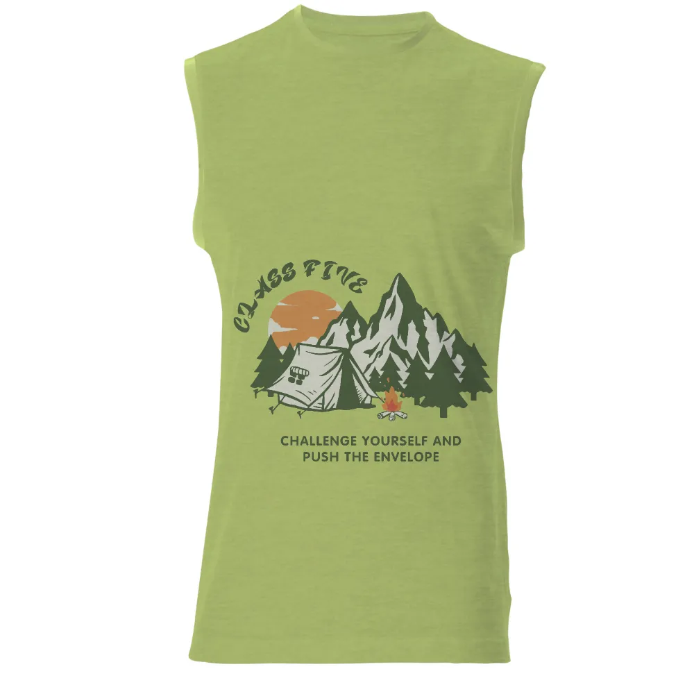 Tee Shirts Printed: Adventure Awaits - Challenge Yourself and Push the Envelope|coffee and camping shirt