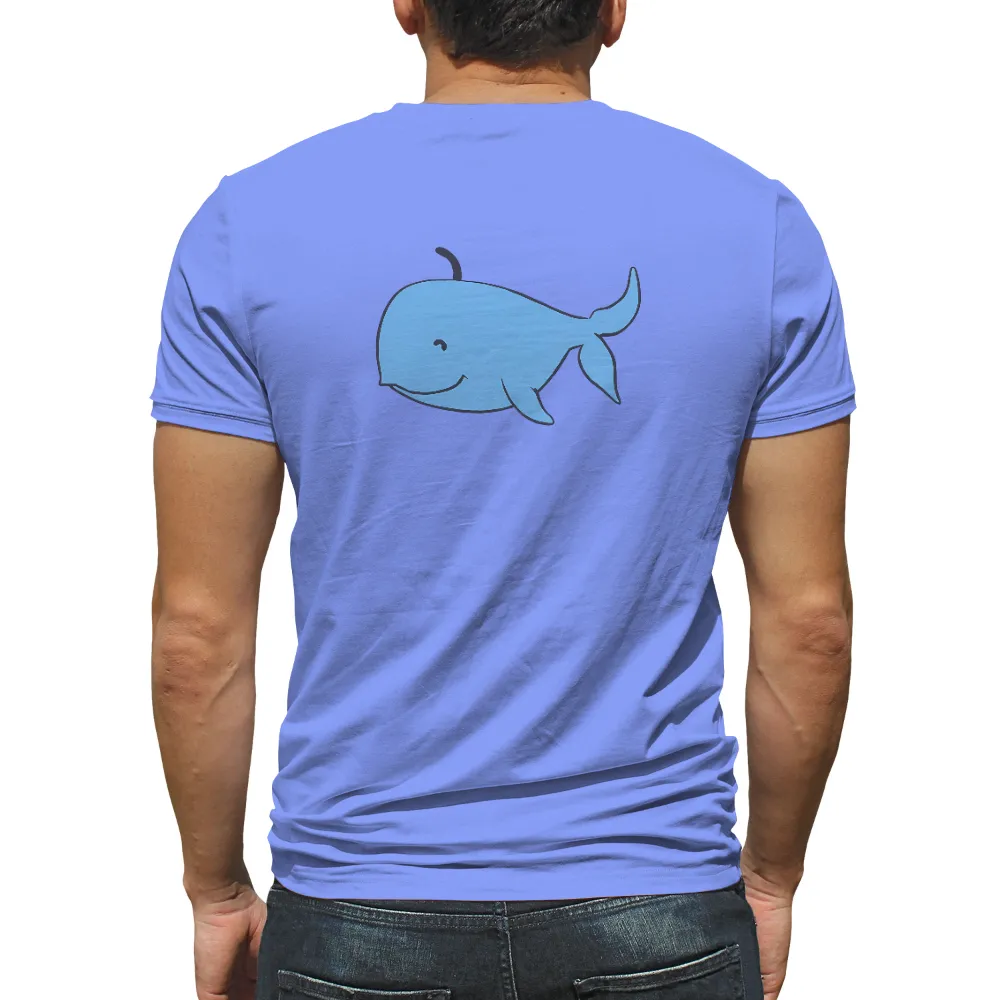 Custom T-Shirt Printing: Embrace the Ocean's Serenity with a Friendly Blue Whale|emerging from ocean