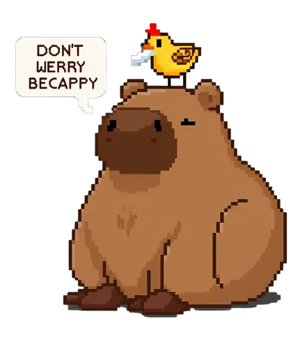 Tee Shirts Printed: Capybara and Bird - DON'T WERRY BECAPPY