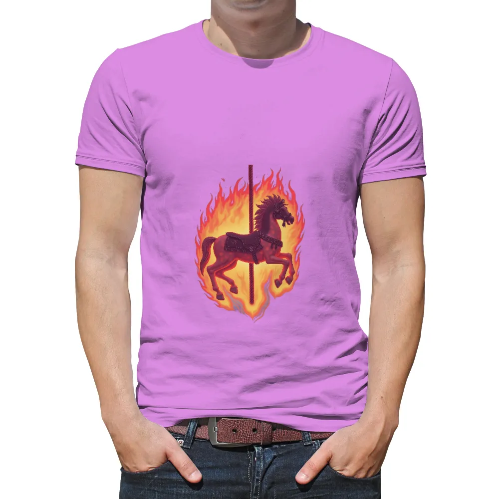 T-Shirts Custom: Carousel Horse on Fire - Artistic Design|calgary flames game 7