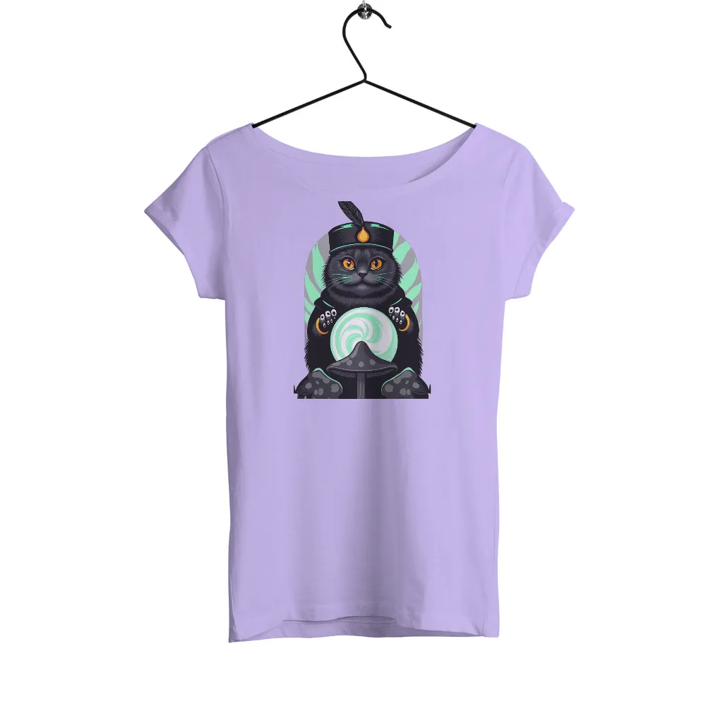 Graphic Tees: Enchanted Black Cat with Crystal Ball| Mushroom with crystal ball