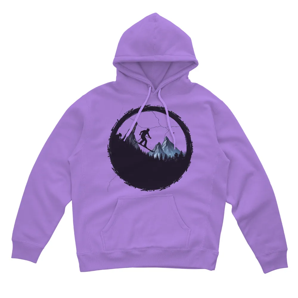 Customized Tee Shirts: Night Ski Adventure | Winter Sports Tees| dramatic effect