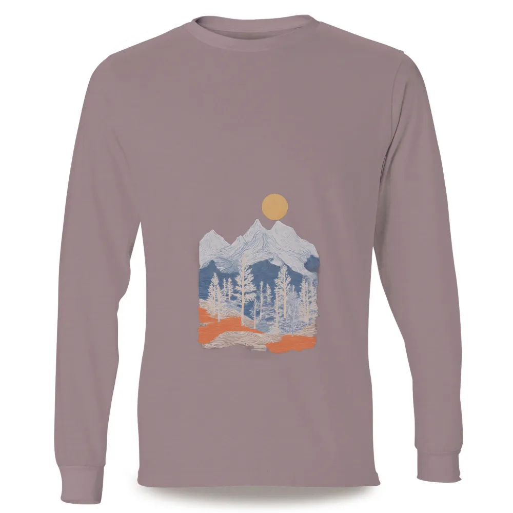 TShirt Design: Majestic Mountains and Serene Forest|layout shirt design