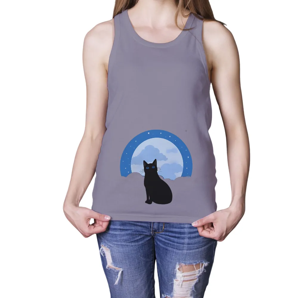 Custom T-Shirt Printing: Black Cat Under the Moonlight|superman and wonder woman couple shirts