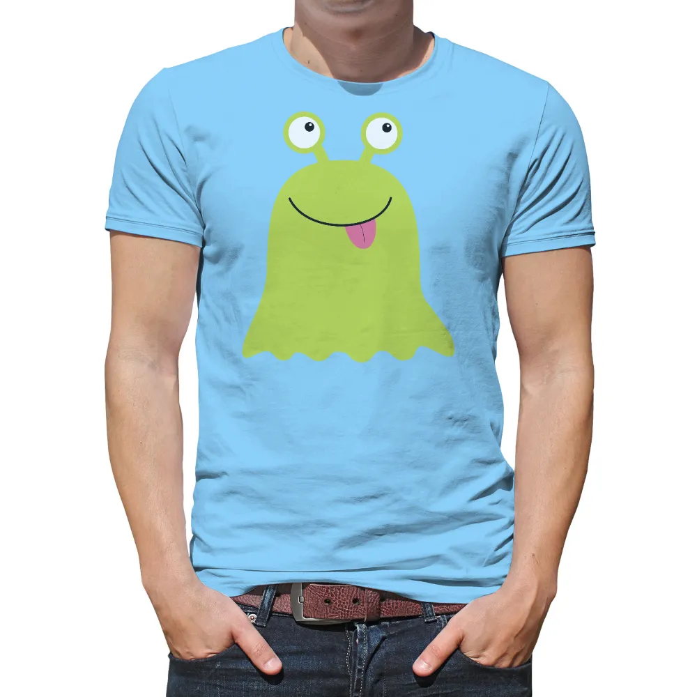 TShirt Design: Whimsical Green Monster with Happy Tongue Out|happy 4th of july ungrateful colonials