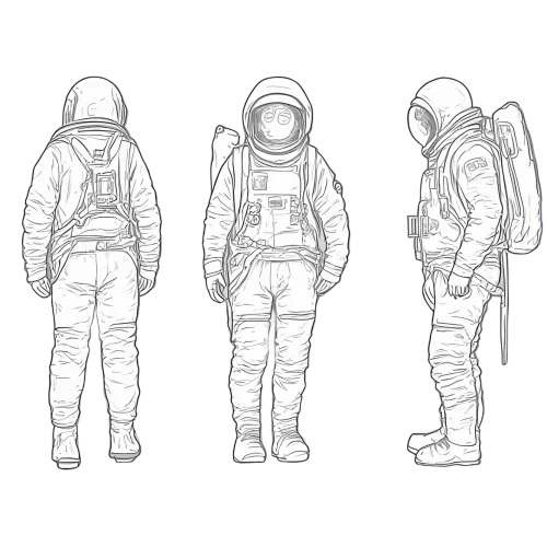 TShirt Design: Astronauts in Space - Minimalist Exploration