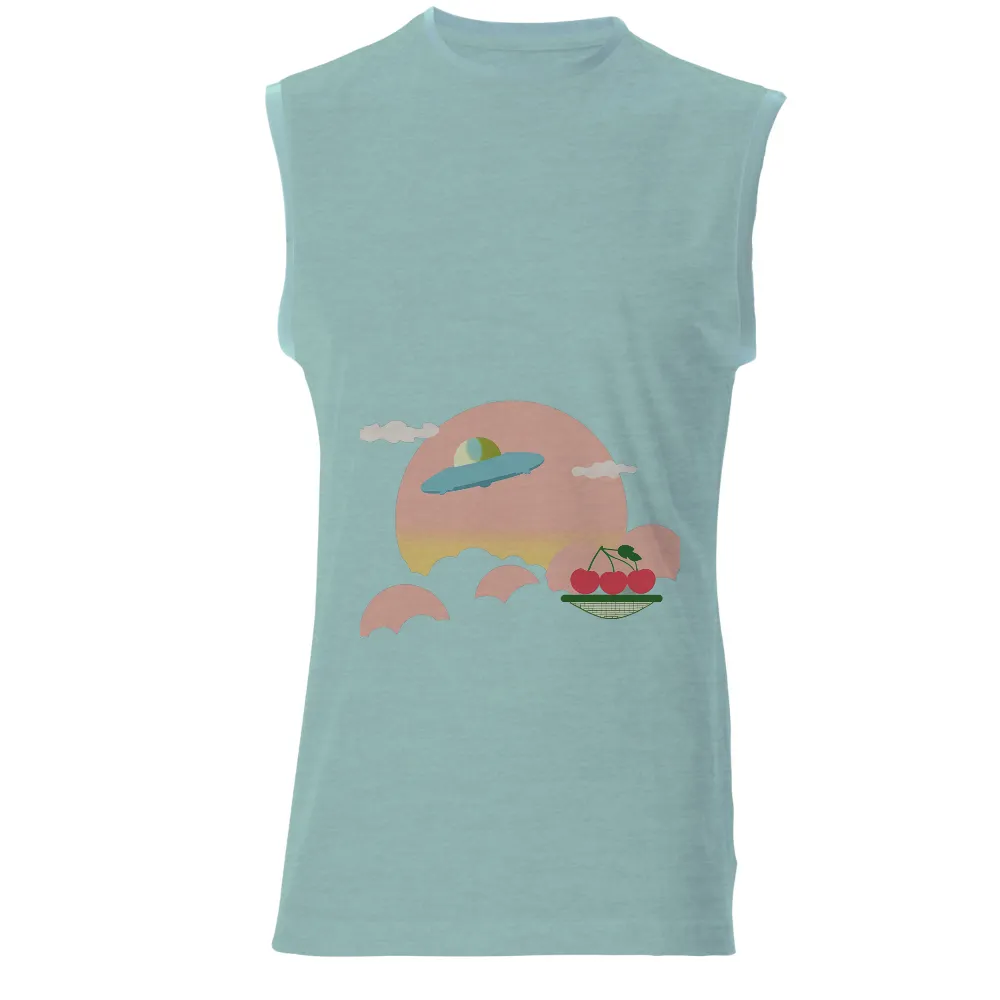 Shirts Graphic Tees: UFO Dreamscape with Cherries|ufo graffiti