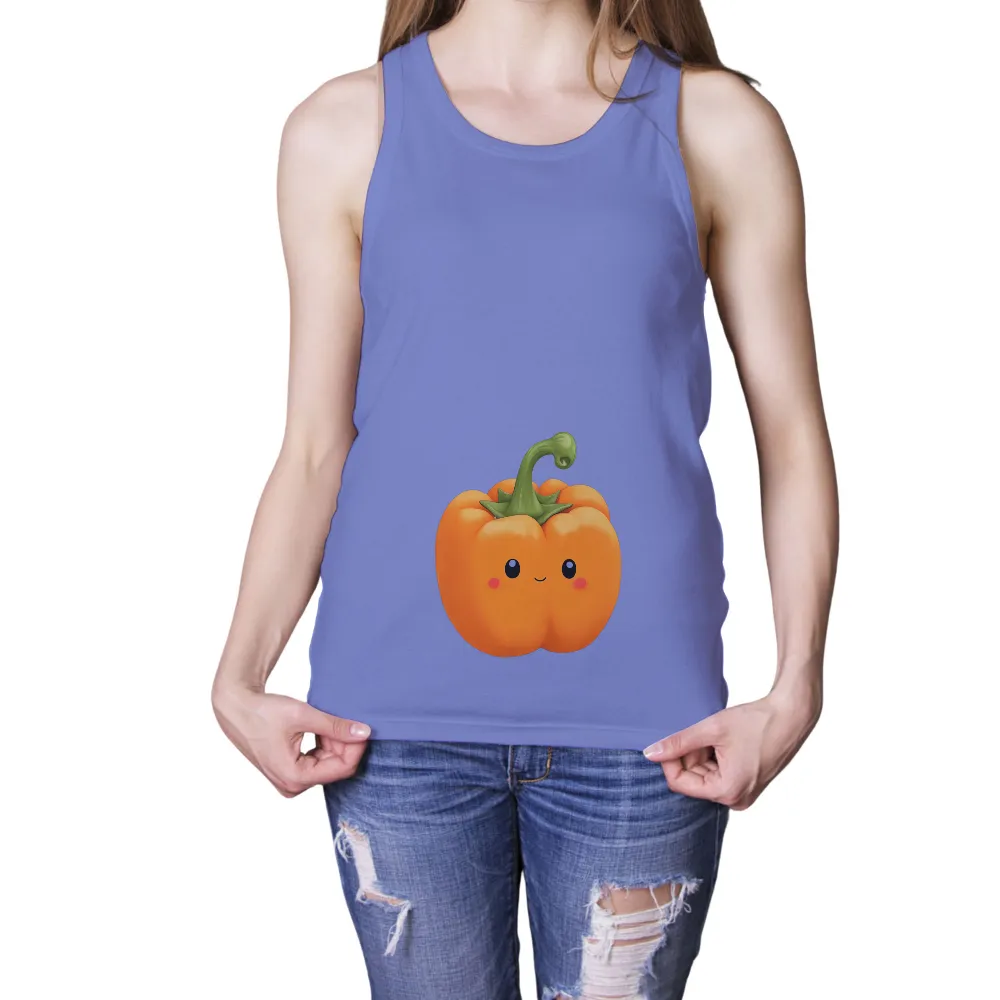 Custom Tee Shirts: Spread Joy with Happy Orange Bell Pepper|cute t shirt for roblox