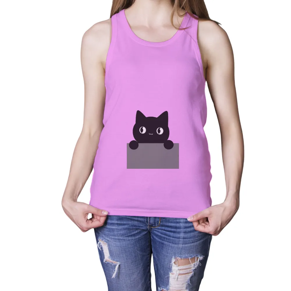 Custom Tee Shirts: Whiskers the Black Cat - Minimalist Art|roblox cute t shirt pink