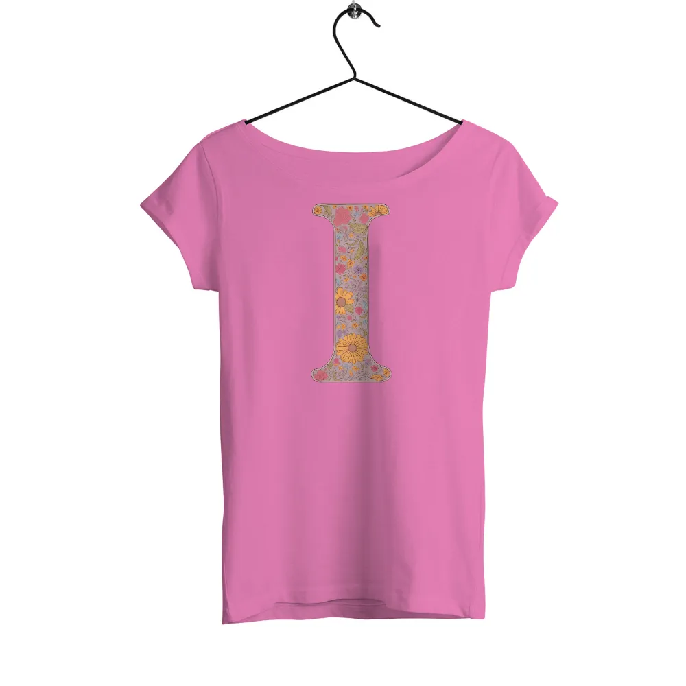 T-Shirts Pattern: Vibrant Floral Letter 'I'|enron t shirt summer internship