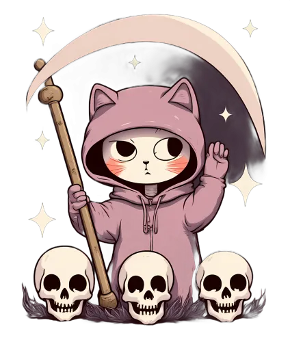 T-Shirt Printing: Grim Reaper Cat in Pink Hoodie