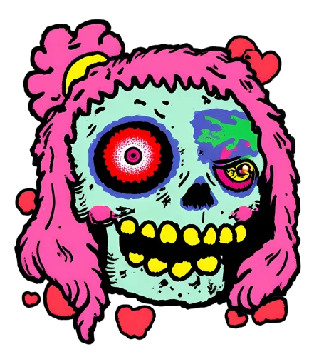 Shirts Graphic Tees: Vibrant Skull with Hearts - A Celebration of Life and Love