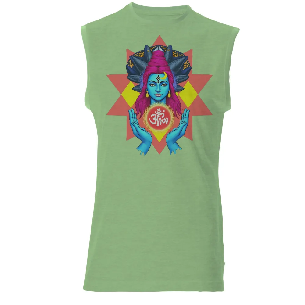 Tee Shirt Printing: Divine Serenity - Spiritual Wisdom and Om Symbol|Divine figure with pink hair