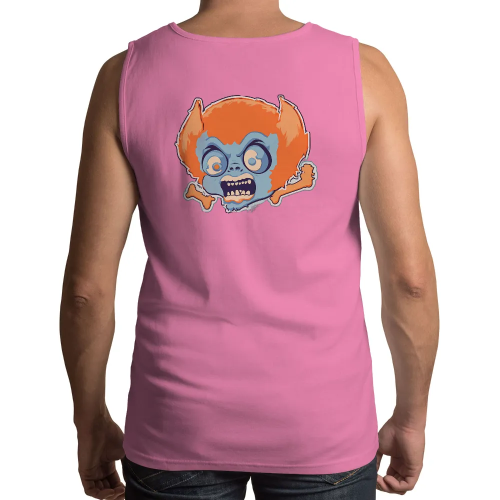 Custom T-Shirt Printing: Quirky Blue Creature with Orange Hair - Mischievous Adventure| Wide-eyed character