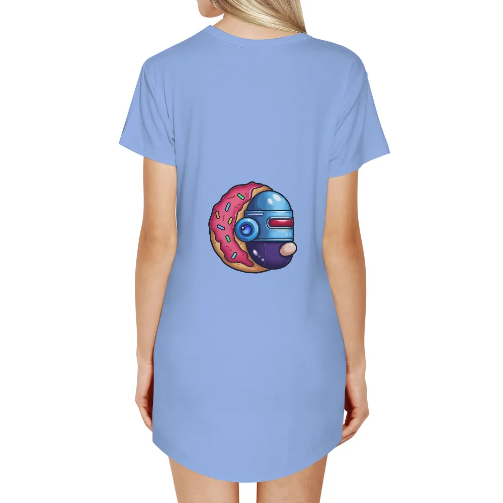 T-Shirts Design: Futuristic Donut Robot Pop Culture Tee| futuristic robot character