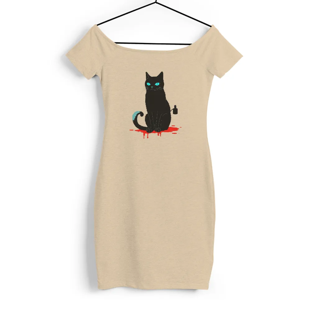 Tee Shirt Printing: Midnight's Secrets - Black Cat with Glowing Eyes and Blood|blood t shirt for roblox