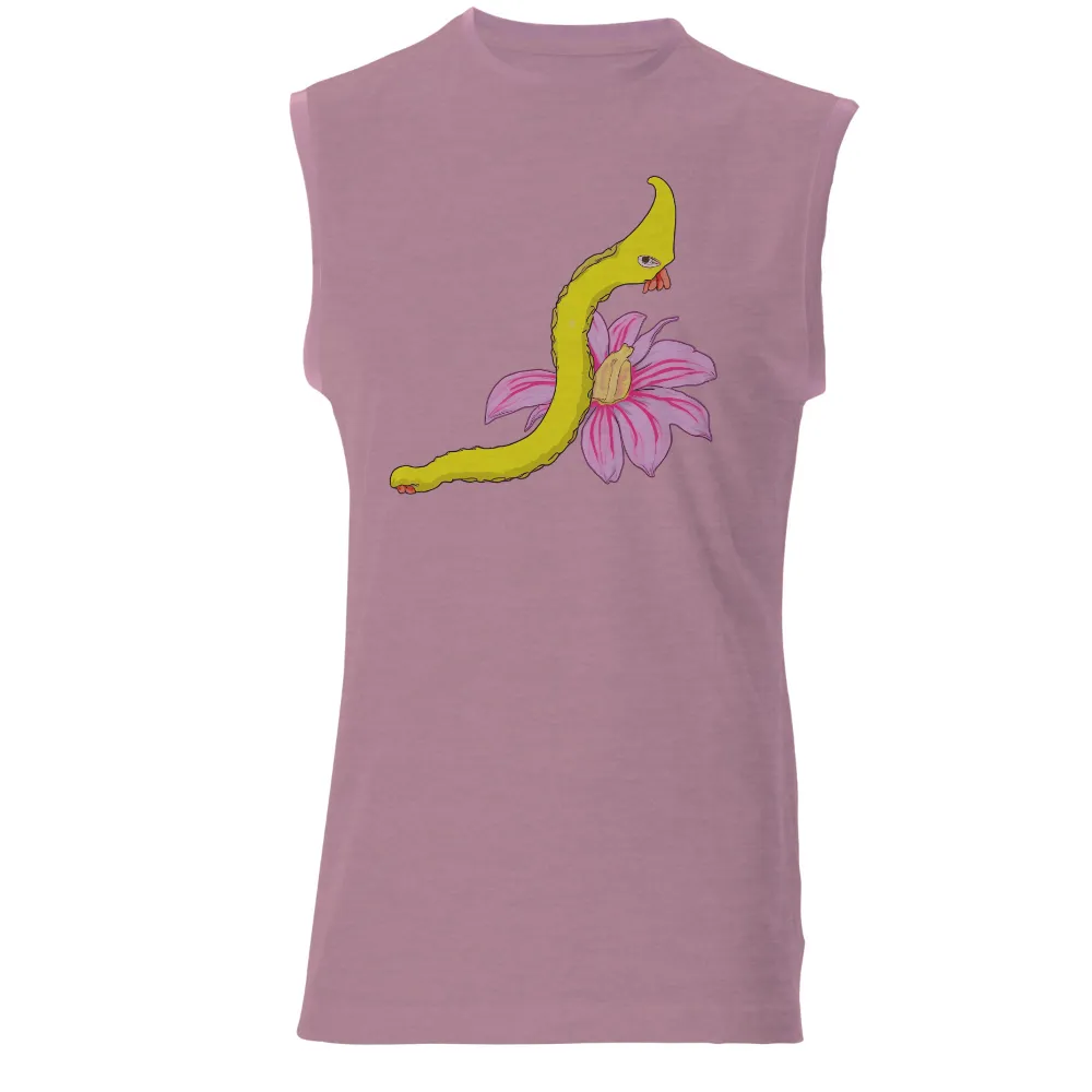 Tee Shirts Printed: Whimsical Snake and Flower Design|roblox t shirt black and pink