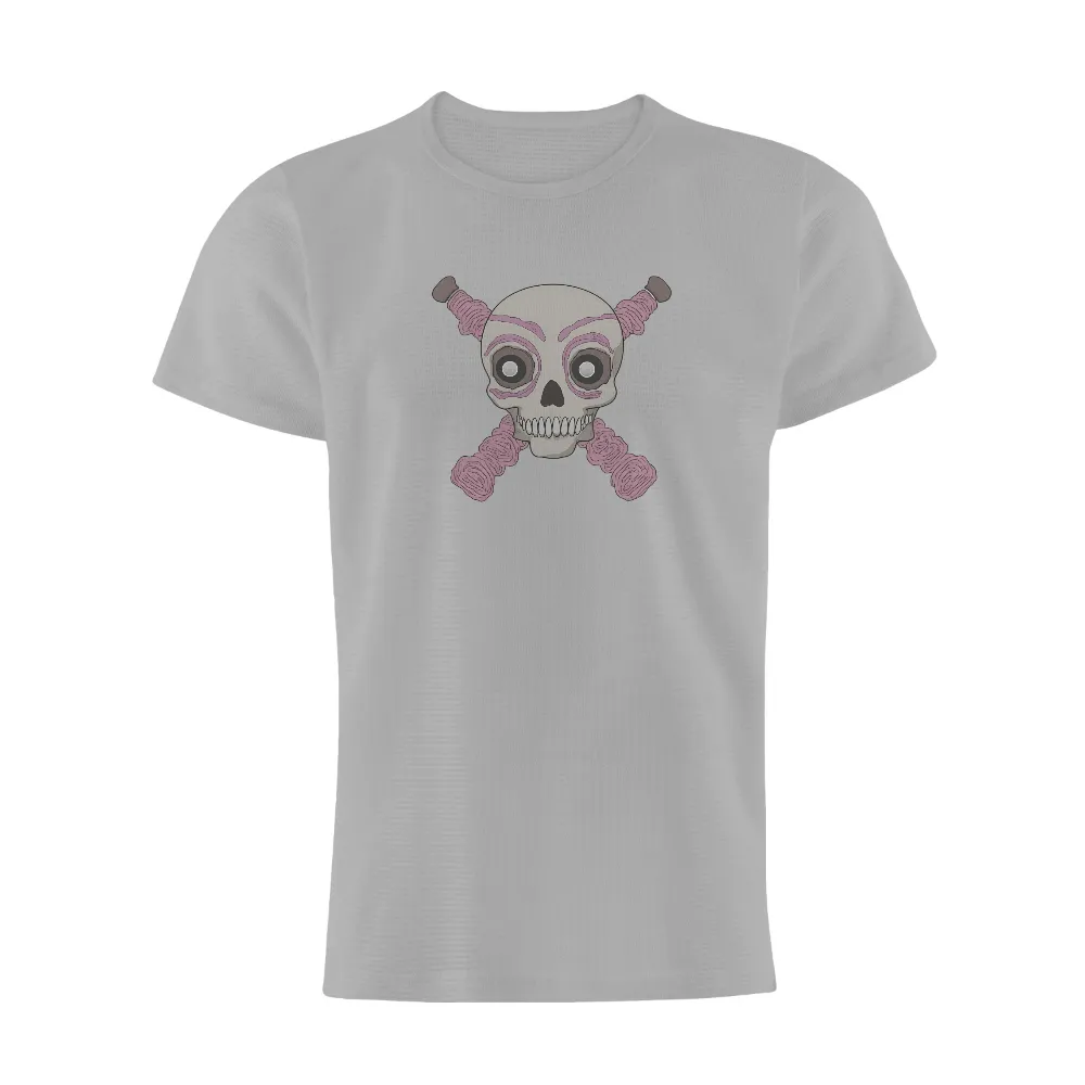 Tee Shirt Printing: Skull with Pink Pigtails Pop Culture Design| unique and captivating