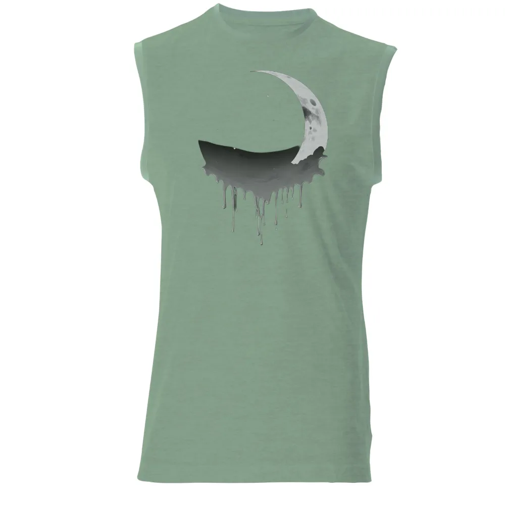 T-Shirts Custom: Melting Moon - Artistic Design|up for down time long sleeve